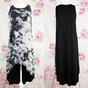Feel The Piece Black Tie Dye High Lo Sleeveless Silk Dress S